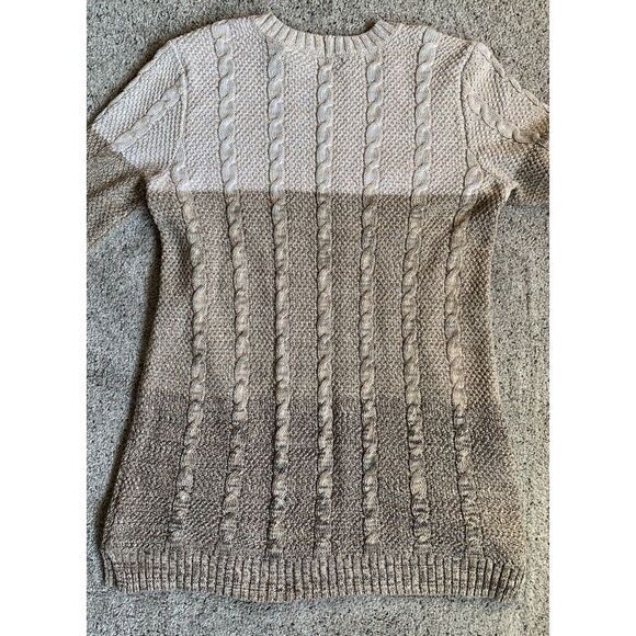Jeanne Pierre Womens Cable Knit Long Sleeve Tan Long‎ Sweater With Pockets SMALL - Picture 2 of 6